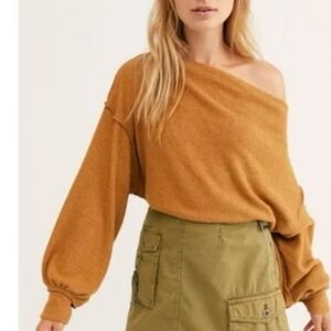 We The Free Women's Ribbed Long Sleeve Main Squeeze Hacci Shirt Size M